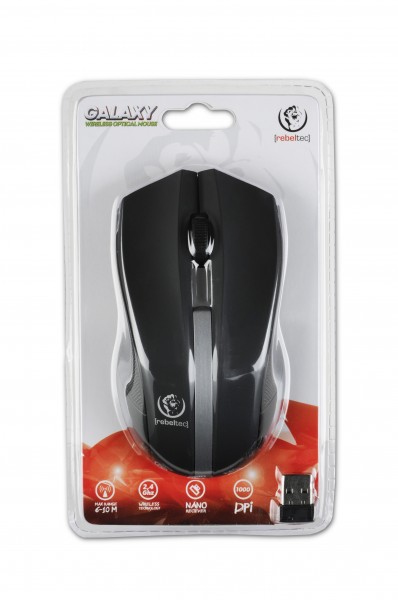 Galaxy black / silver wireless optical mouse