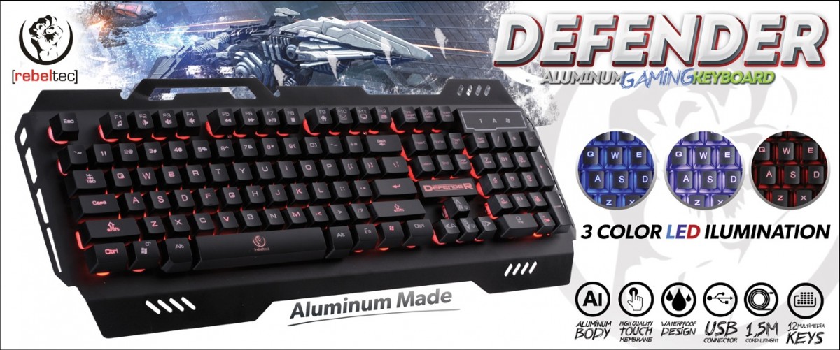 Aluminiowa klawiatura dla graczy DEFENDER