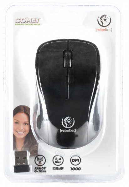 COMET black wireless optical mouse
